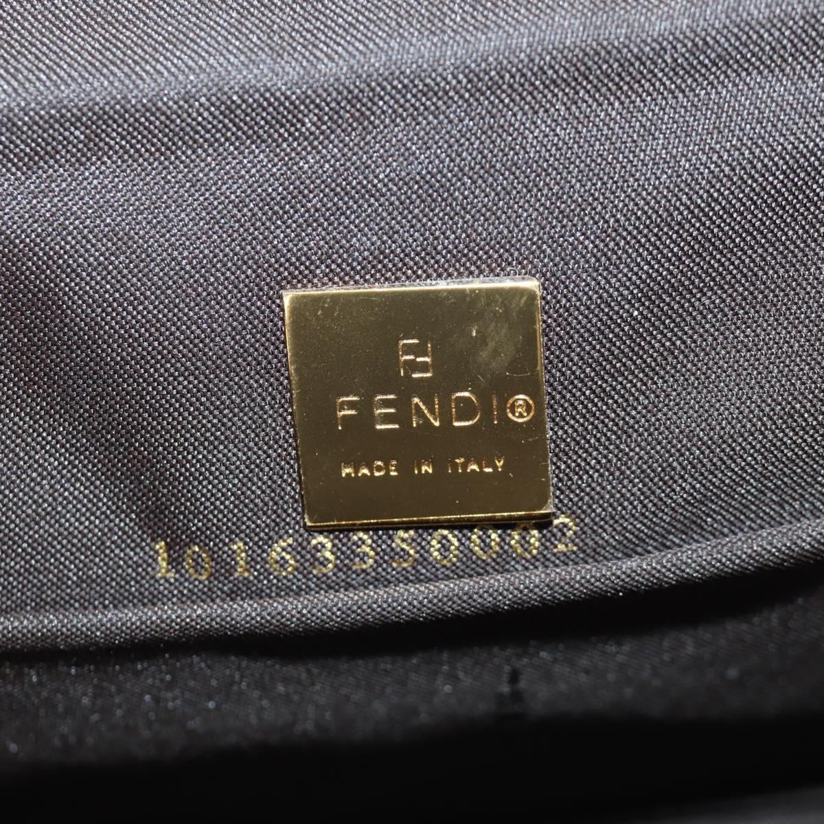 FENDI Zucchino Canvas Mamma Baguette Shoulder Bag Brown Gold Auth LNZ993A