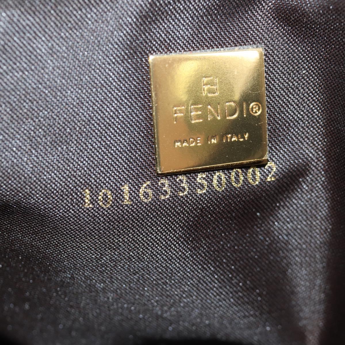 FENDI Zucchino Canvas Mamma Baguette Shoulder Bag Brown Gold Auth LNZ993A