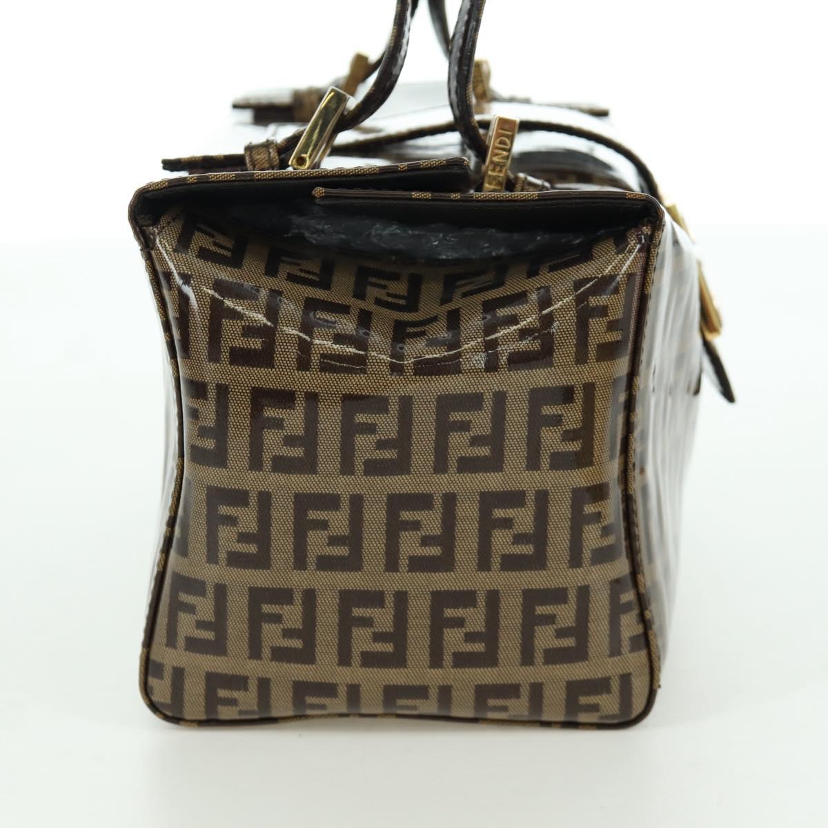 FENDI Zucchino Canvas Mamma Baguette Shoulder Bag Brown Gold Auth LNZ993A