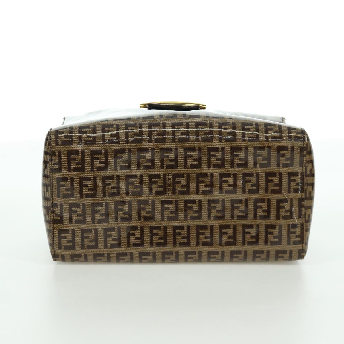FENDI Zucchino Canvas Mamma Baguette Shoulder Bag Brown Gold Auth LNZ993A