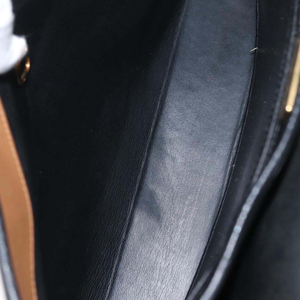 Christian Dior Shoulder Bag Leather Black Gold Auth LNZ994
