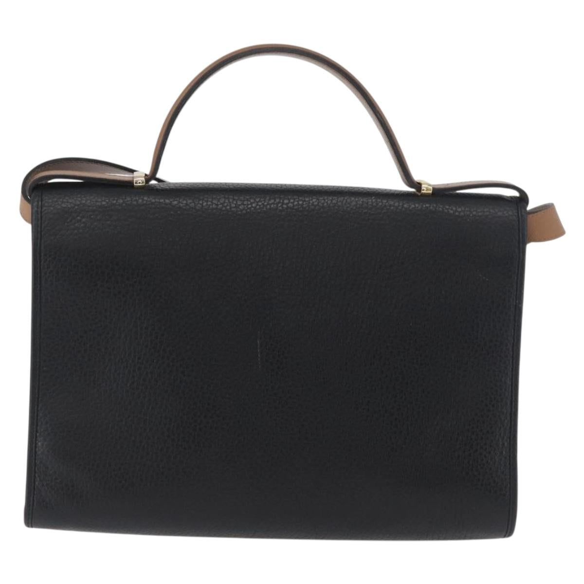 Christian Dior Shoulder Bag Leather Black Gold Auth LNZ994