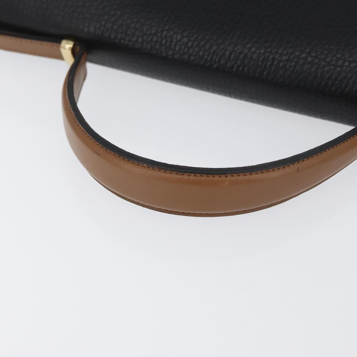 Christian Dior Shoulder Bag Leather Black Gold Auth LNZ994