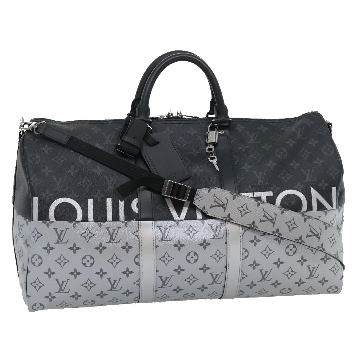 LOUIS VUITTON Eclipse Split Keepall Bandouliere 50 Boston Bag M43817 Auth 67489S