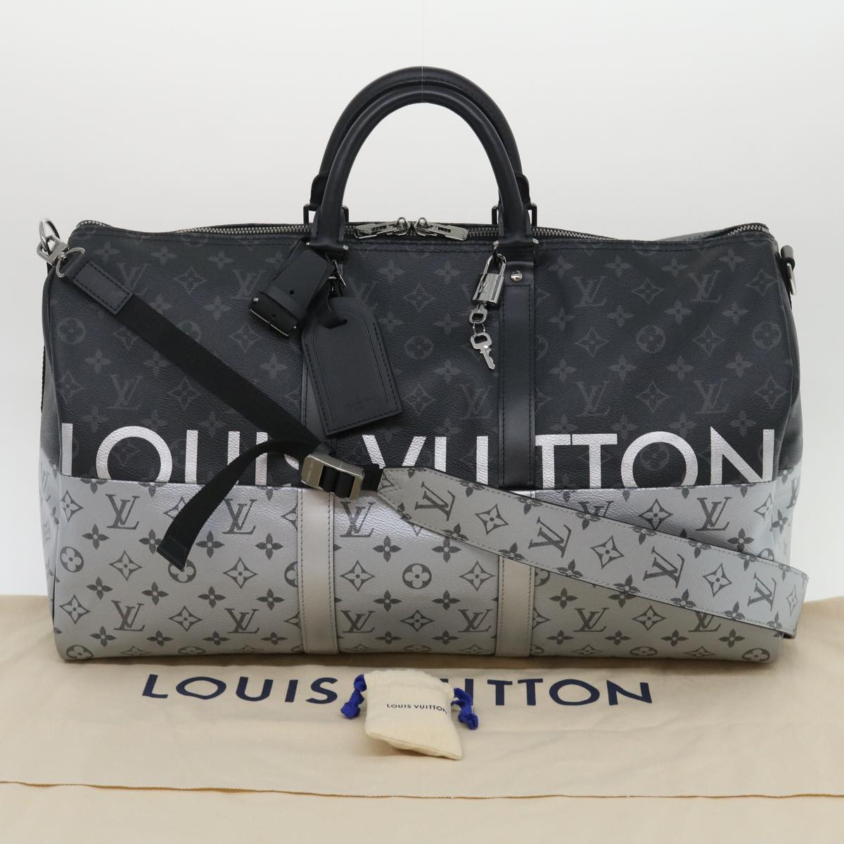LOUIS VUITTON Eclipse Split Keepall Bandouliere 50 Boston Bag M43817 Auth 67489S