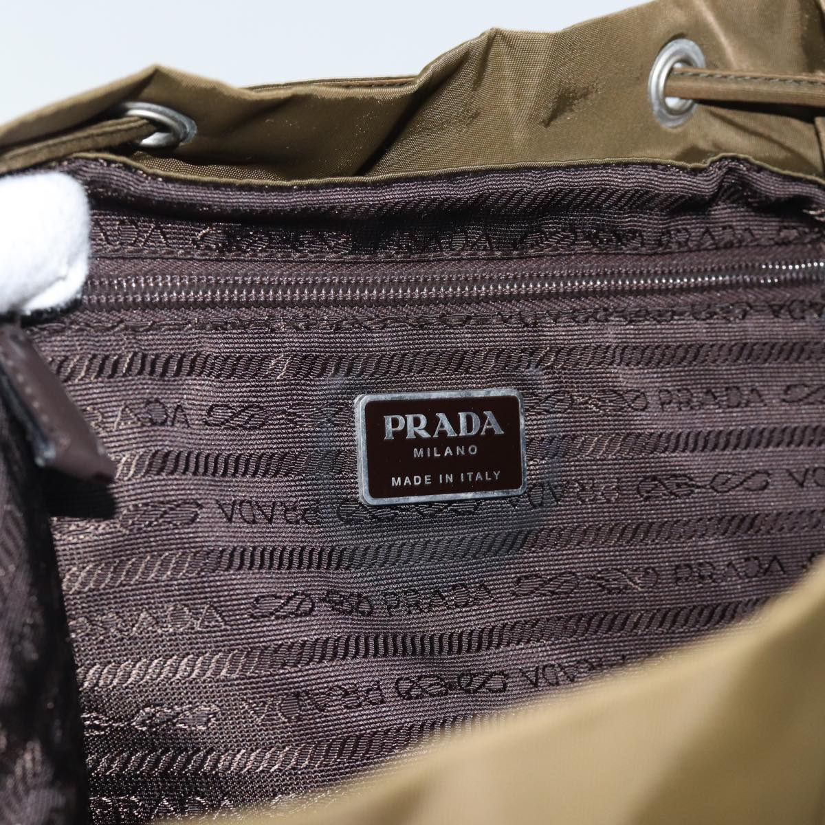 PRADA Backpack Nylon Khaki Auth mr019