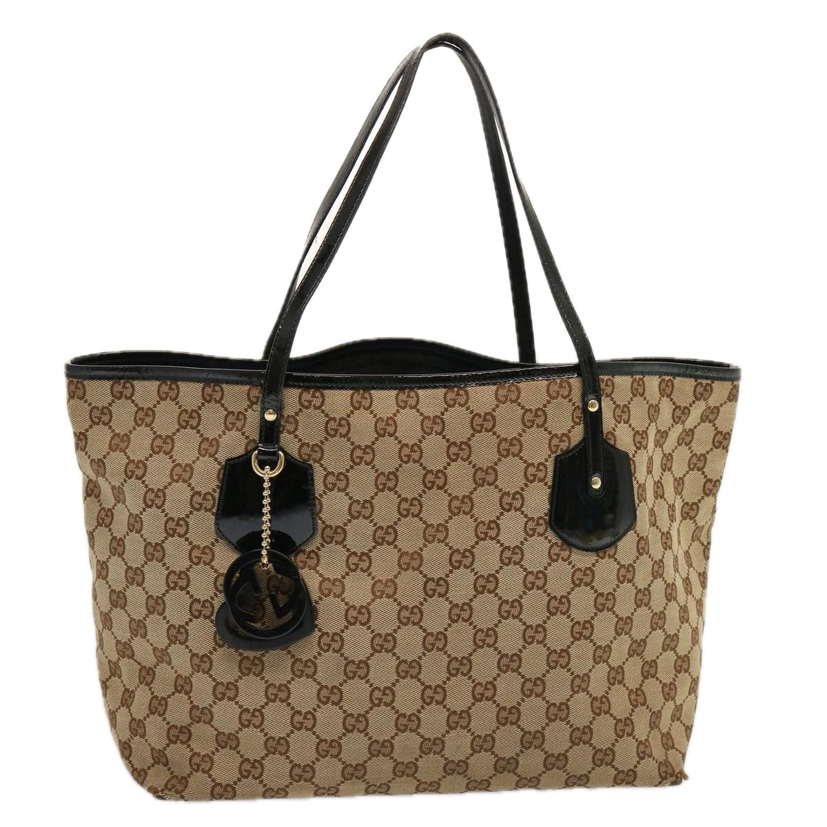 GUCCI GG Canvas Tote Bag Beige 211975 Auth mr037