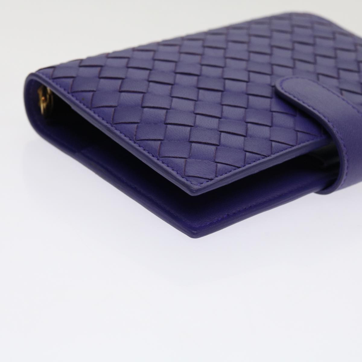 BOTTEGAVENETA INTRECCIATO agenda Day Planner Cover Leather Purple Auth mr053