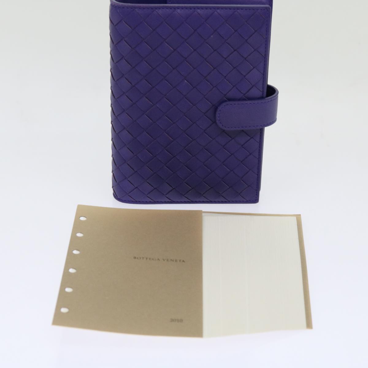 BOTTEGAVENETA INTRECCIATO agenda Day Planner Cover Leather Purple Auth mr053