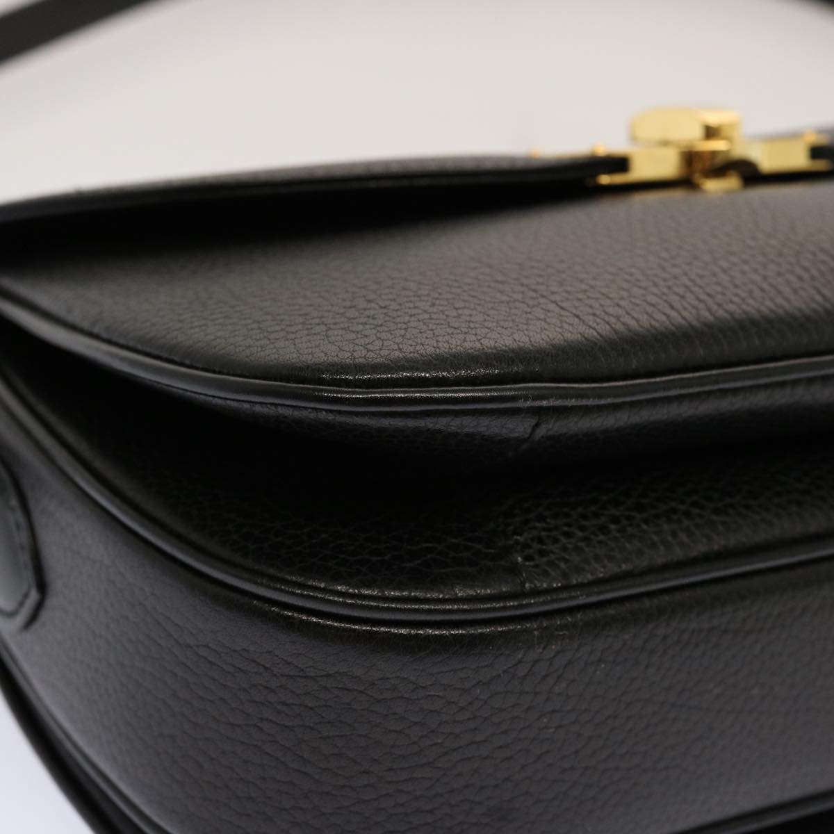 BALLY Shoulder Bag Leather Black Auth mr064