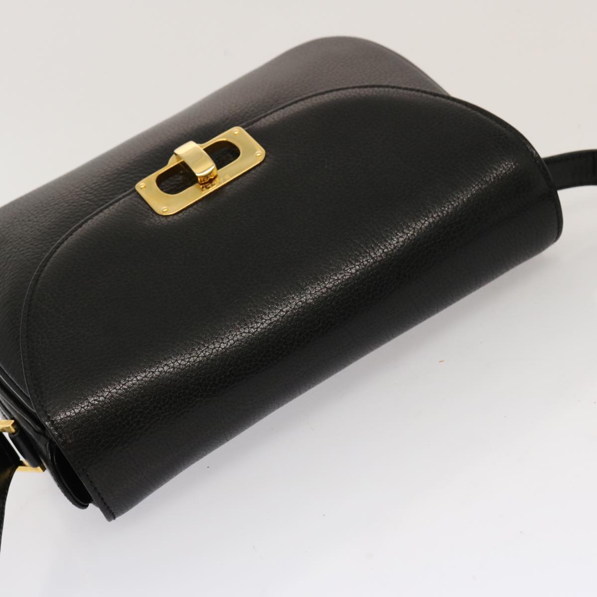 BALLY Shoulder Bag Leather Black Auth mr064