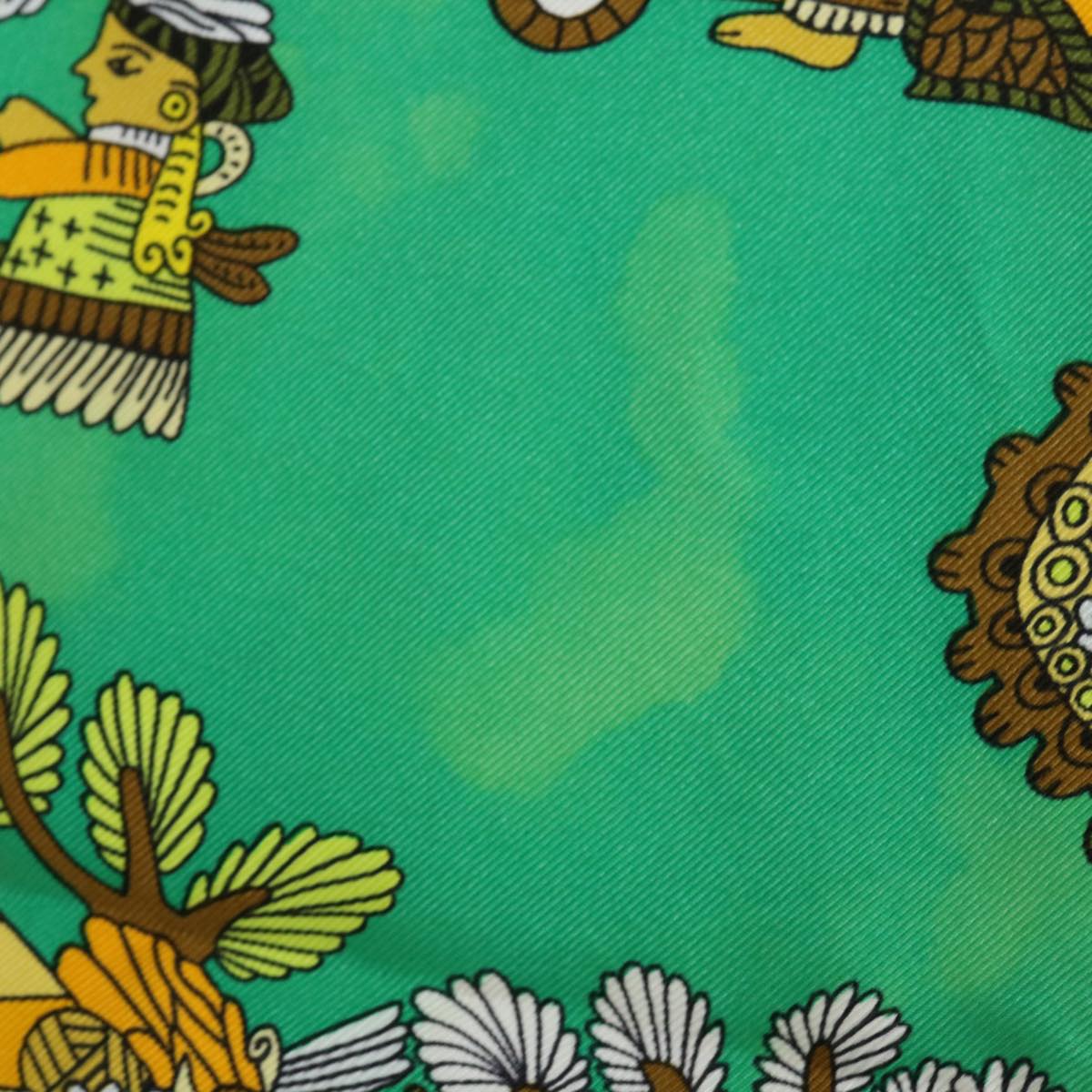 HERMES Carre 90 ASTRES et SOLEILS Scarf Silk Green Auth mr067