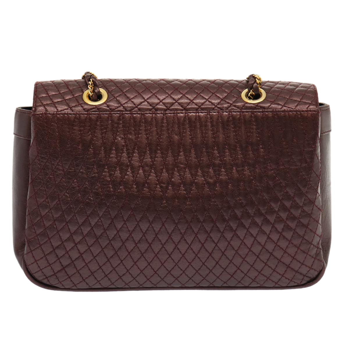 BALLY Quilted Shoulder Bag Leather Purple Auth mr084