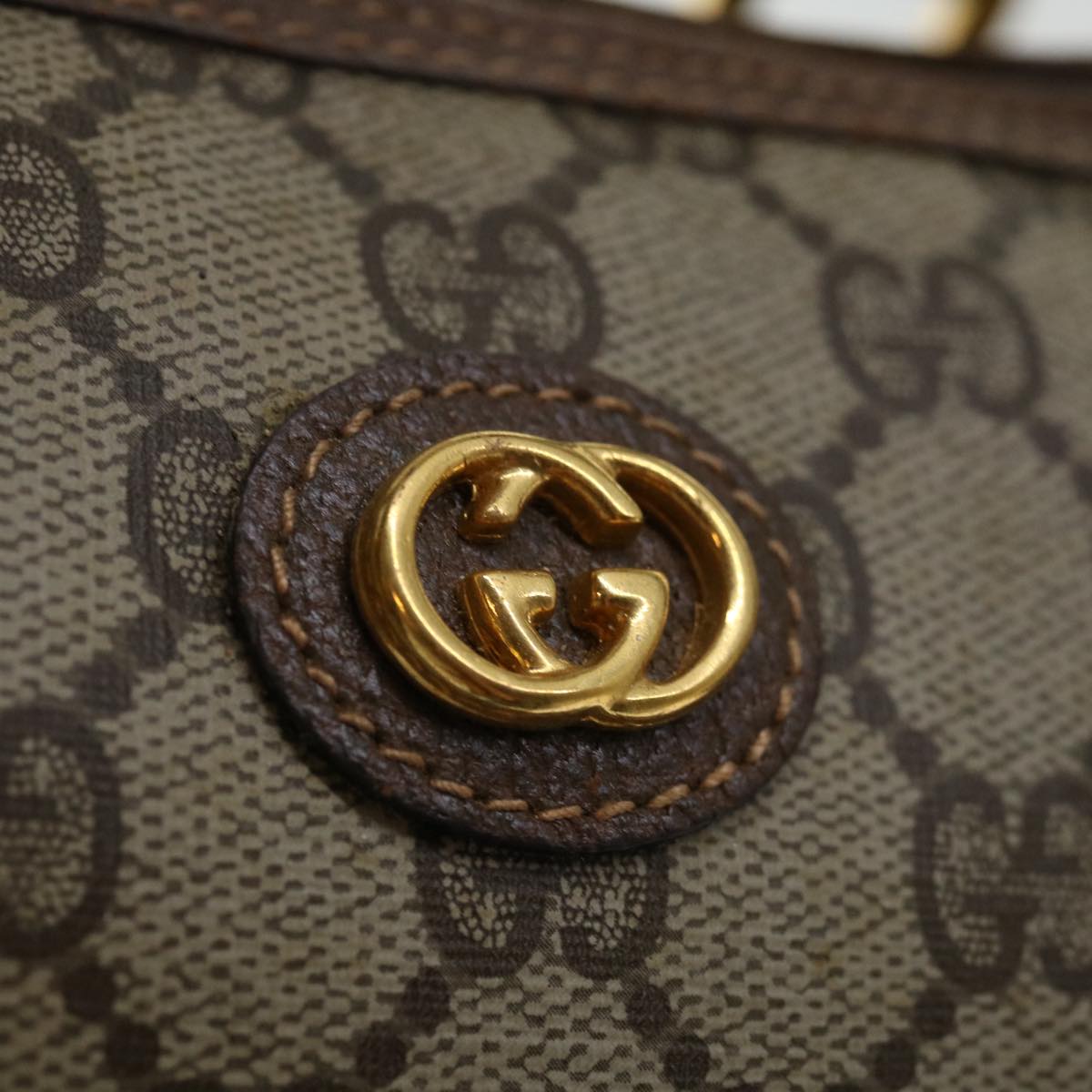 GUCCI GG Supreme Hand Bag PVC Beige Auth mr095