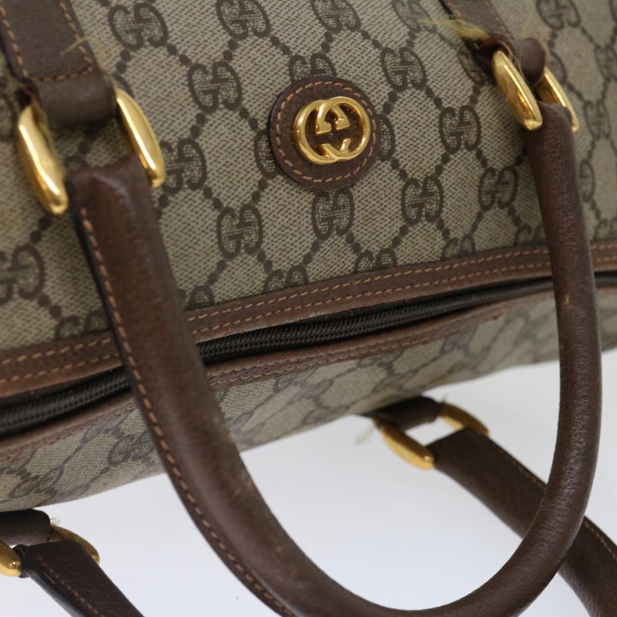 GUCCI GG Supreme Hand Bag PVC Beige Auth mr095