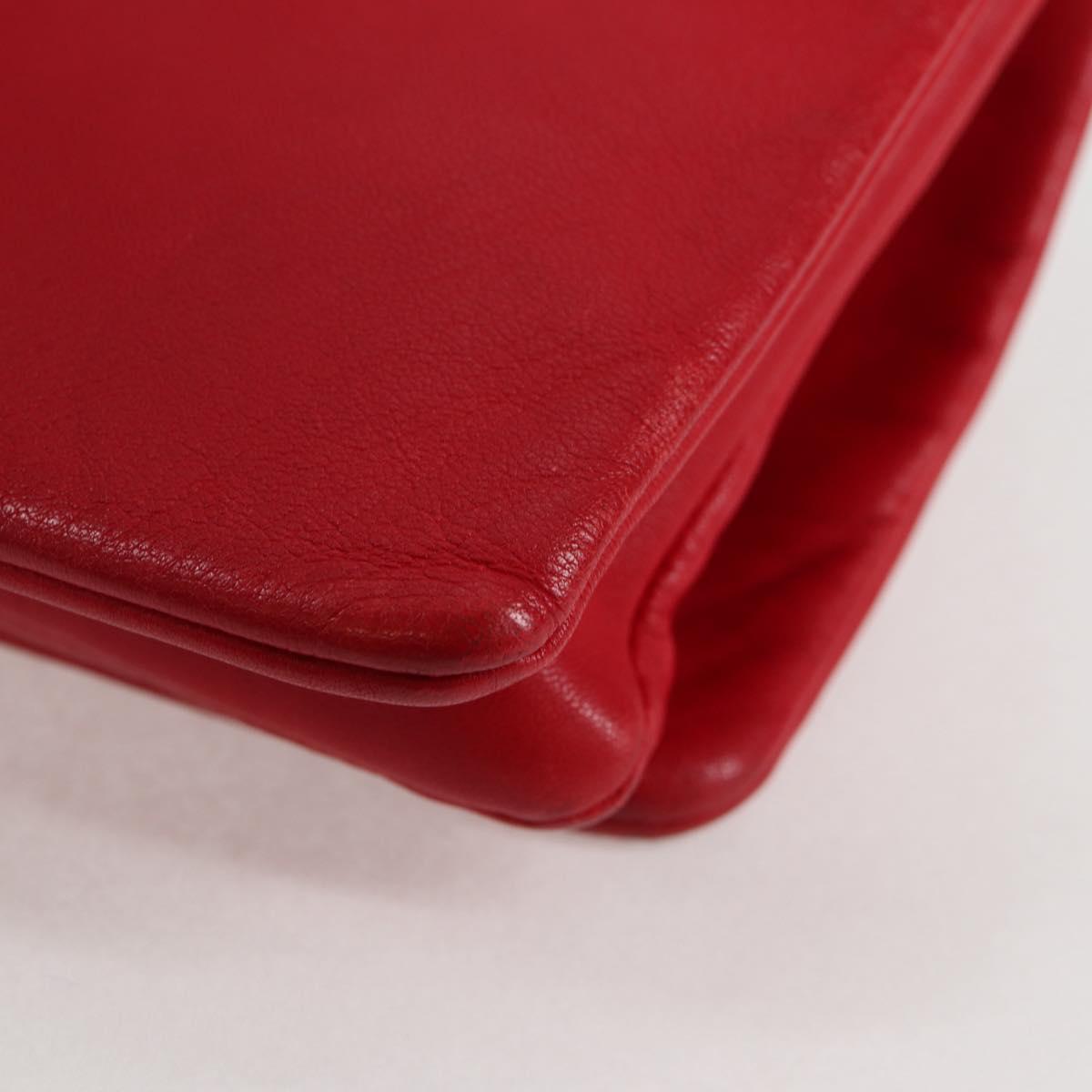 CELINE Trio Shoulder Bag Leather Red Gold Auth mr1004