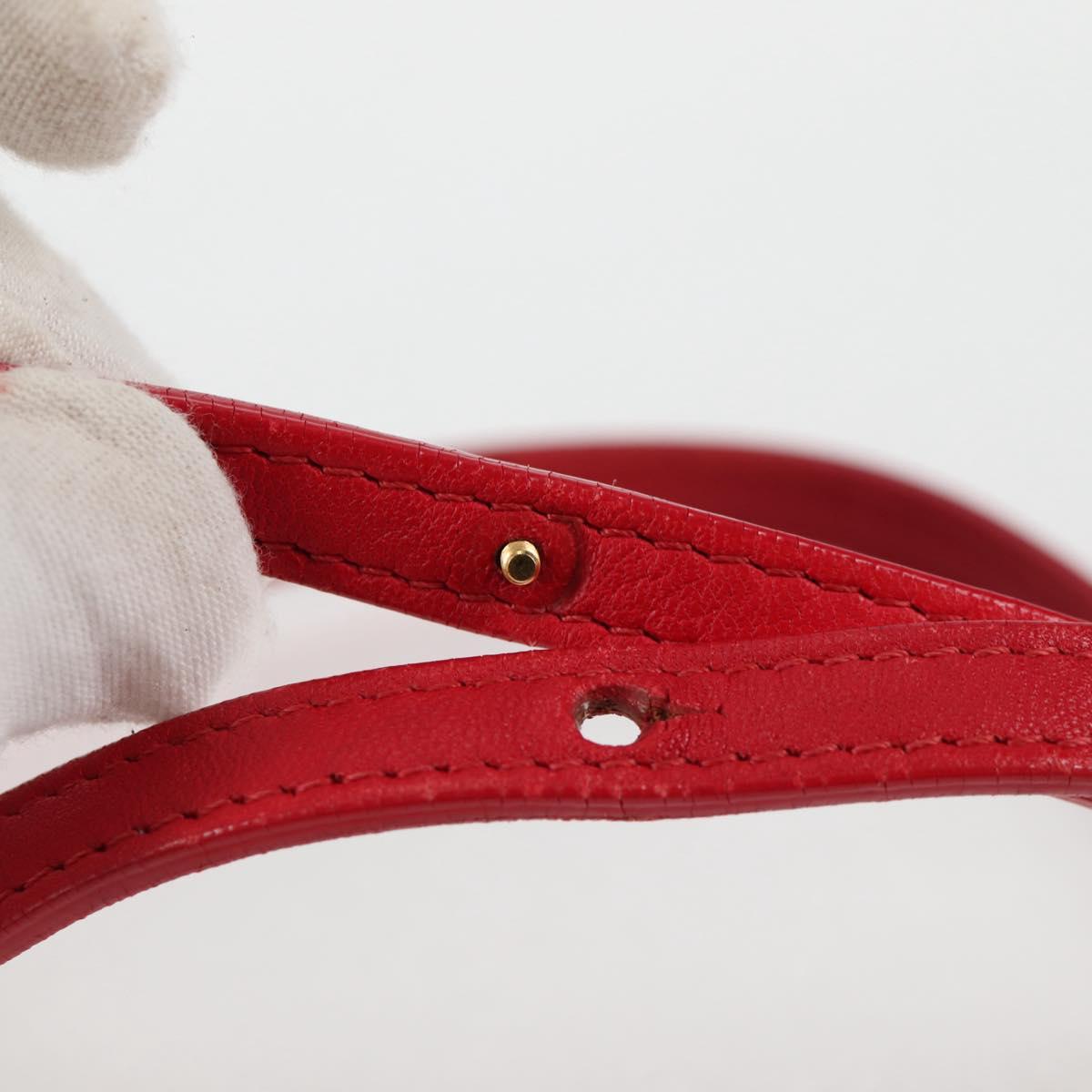 CELINE Trio Shoulder Bag Leather Red Gold Auth mr1004