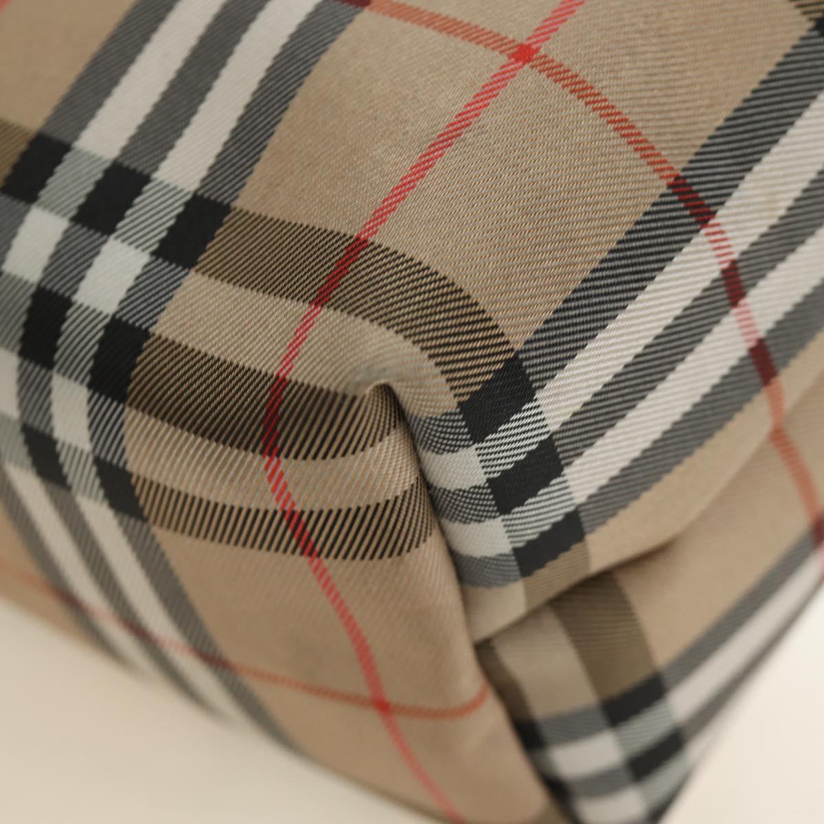 BURBERRY Nova Check Shoulder Bag Nylon Beige Black Silver Auth mr1010