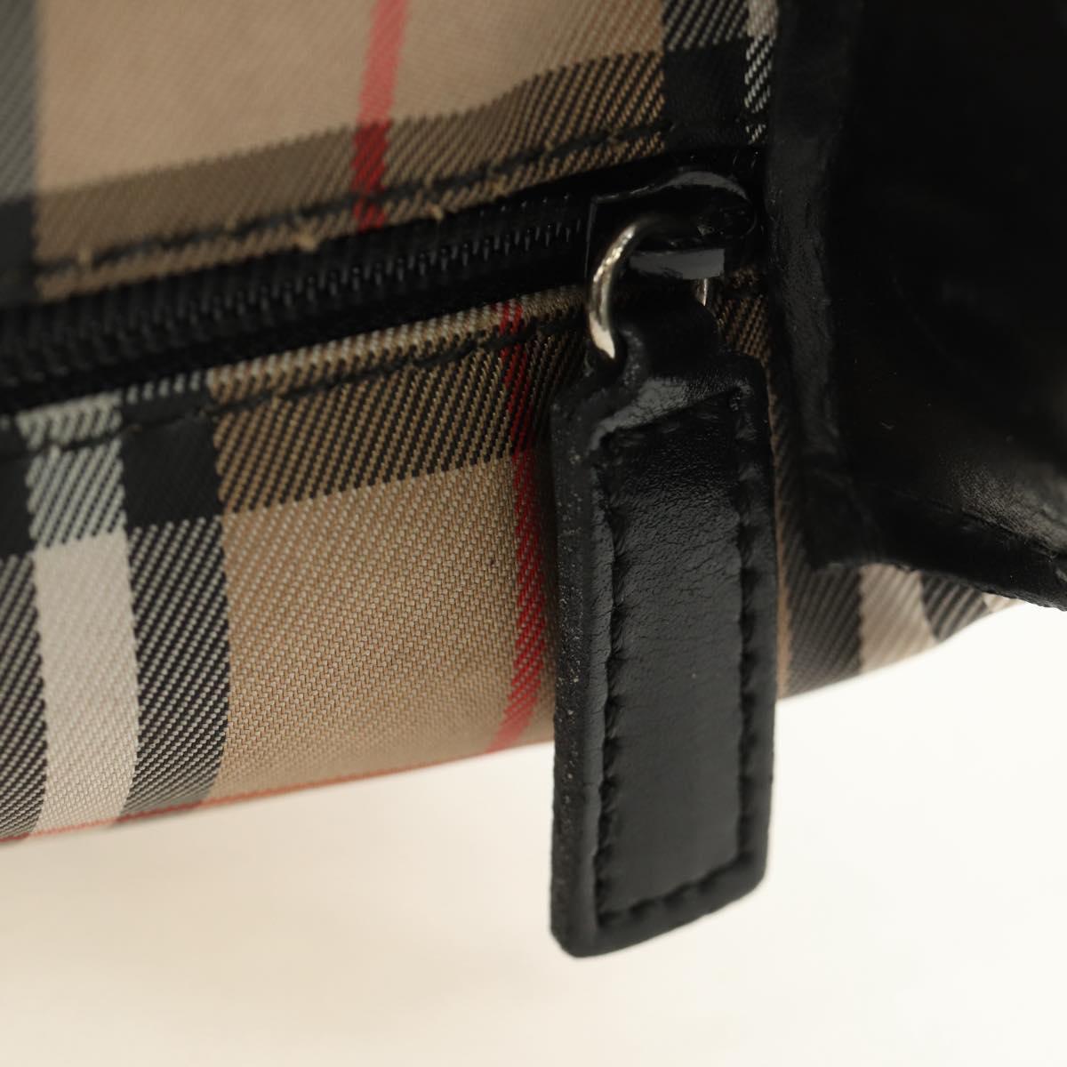 BURBERRY Nova Check Shoulder Bag Nylon Beige Black Silver Auth mr1010