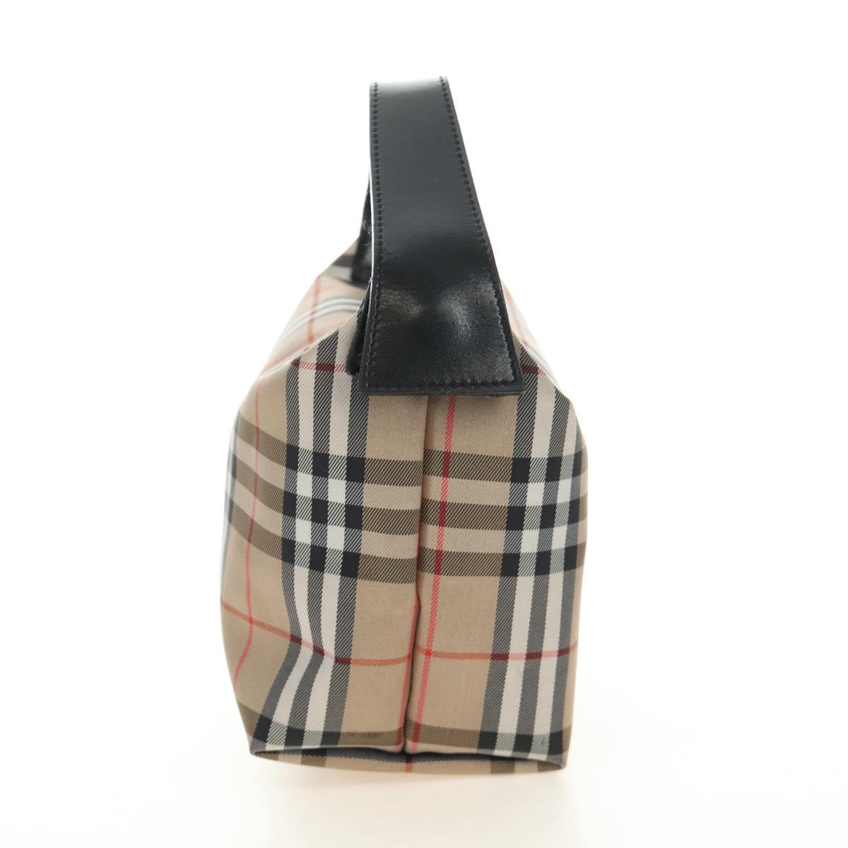 BURBERRY Nova Check Shoulder Bag Nylon Beige Black Silver Auth mr1010