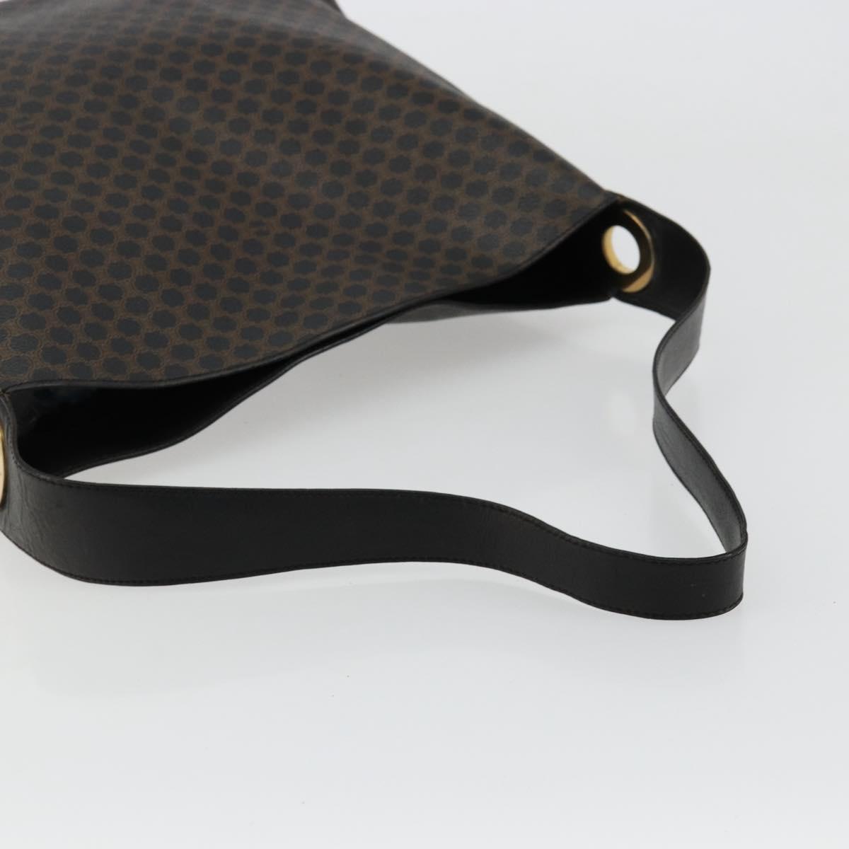 CELINE Macadam Canvas Shoulder Bag PVC Leather Black Gold Auth mr1013