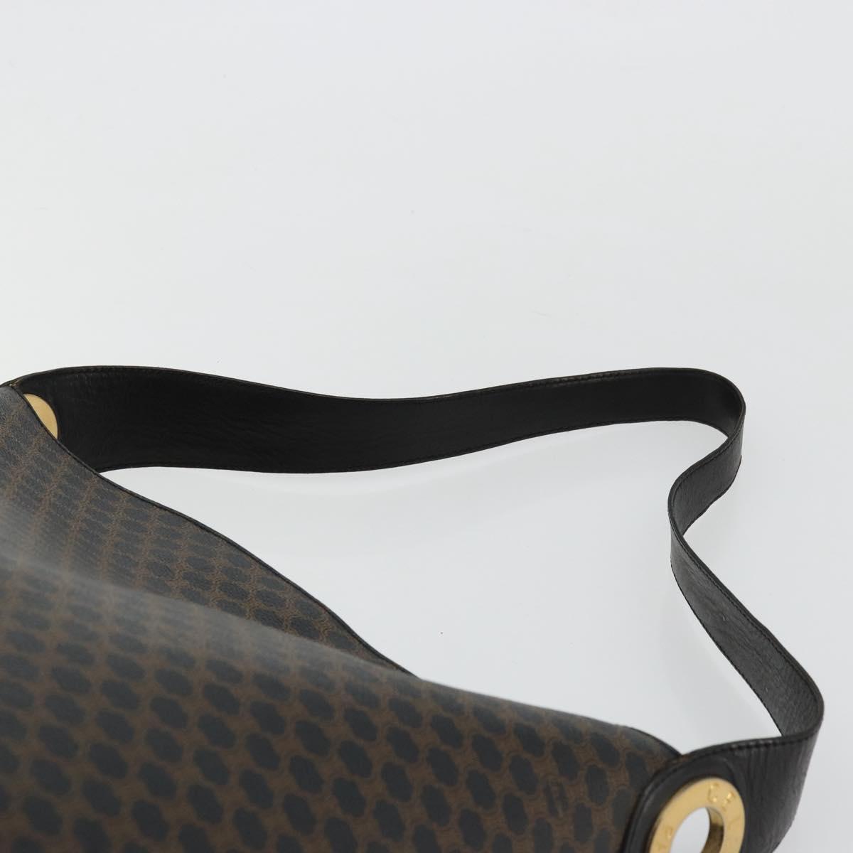 CELINE Macadam Canvas Shoulder Bag PVC Leather Black Gold Auth mr1013