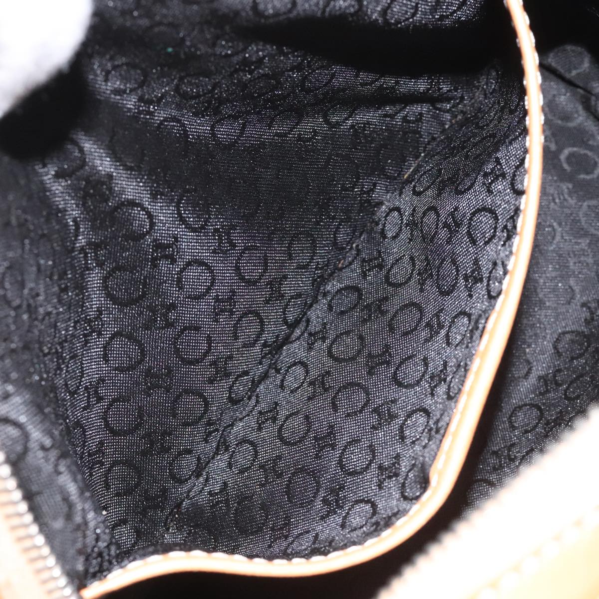 CELINE C Macadam Canvas Hand Bag Suede Leather Black Brown Silver Auth mr1016