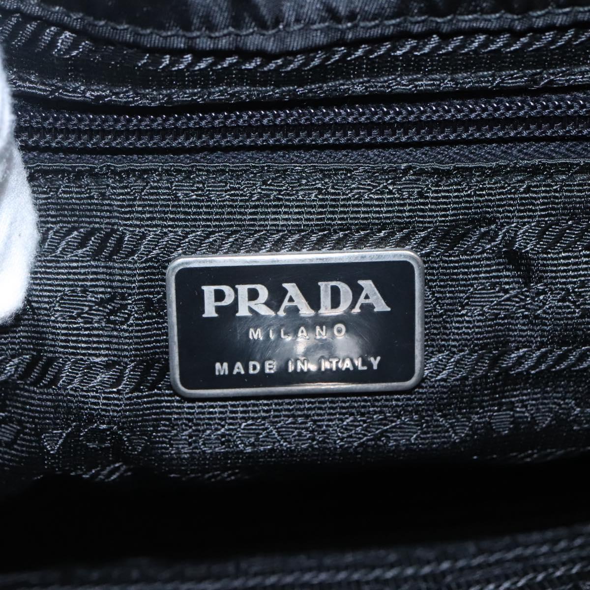 PRADA Chain Shoulder Bag Nylon Plastic Black Silver Auth mr1039