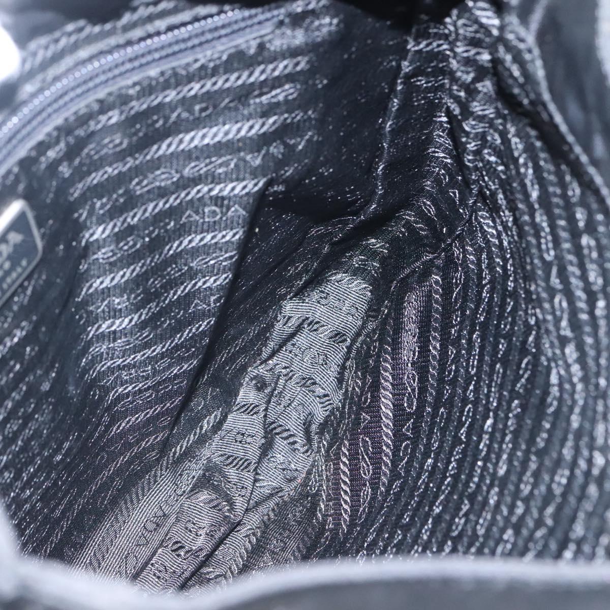 PRADA Chain Shoulder Bag Nylon Plastic Black Silver Auth mr1039