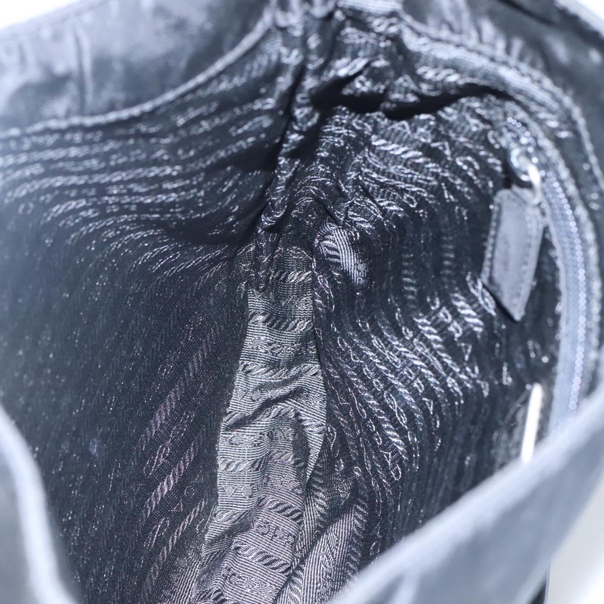 PRADA Chain Shoulder Bag Nylon Plastic Black Silver Auth mr1039