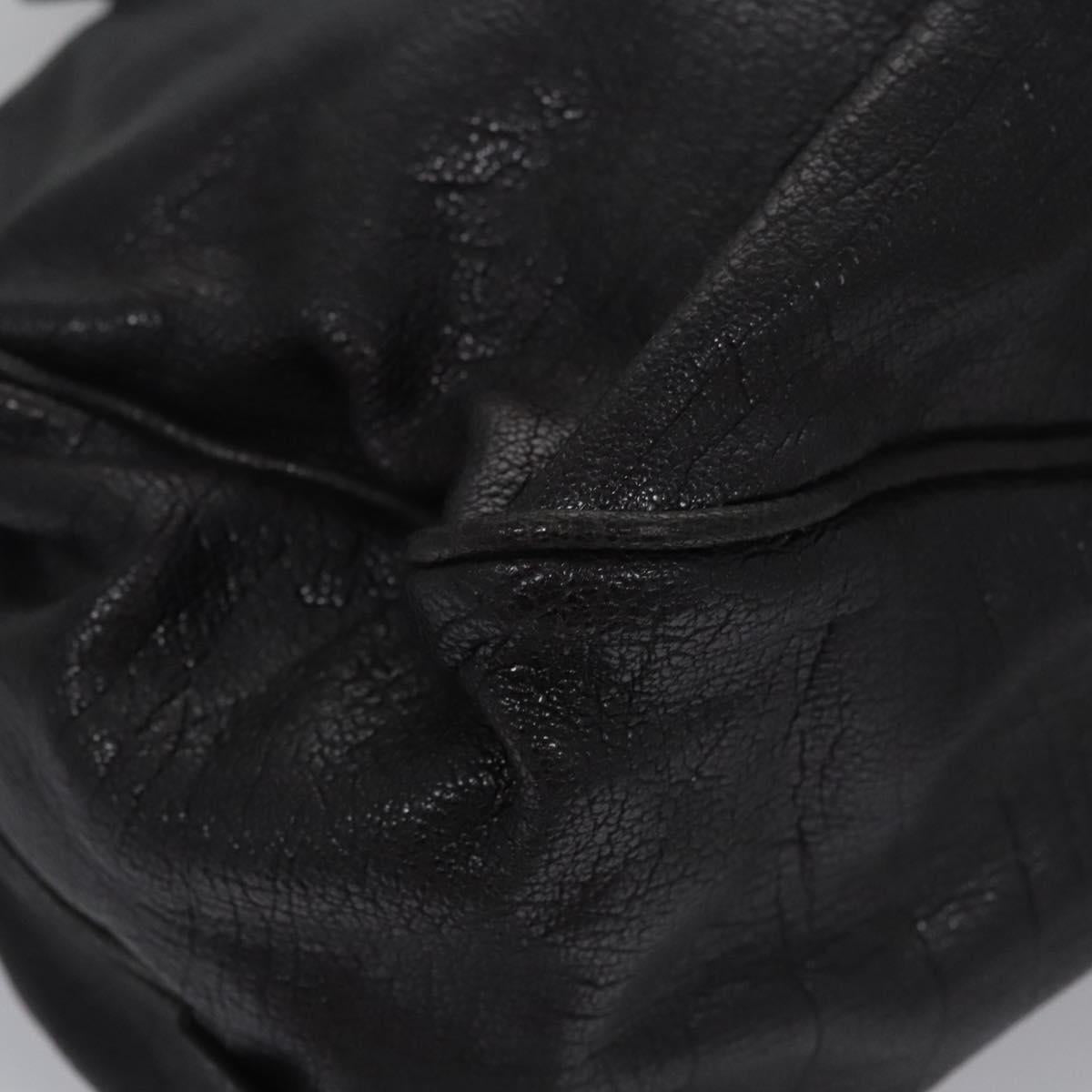 BOTTEGA VENETA Goatskin Hand Bag Leather Black Auth mr1050V