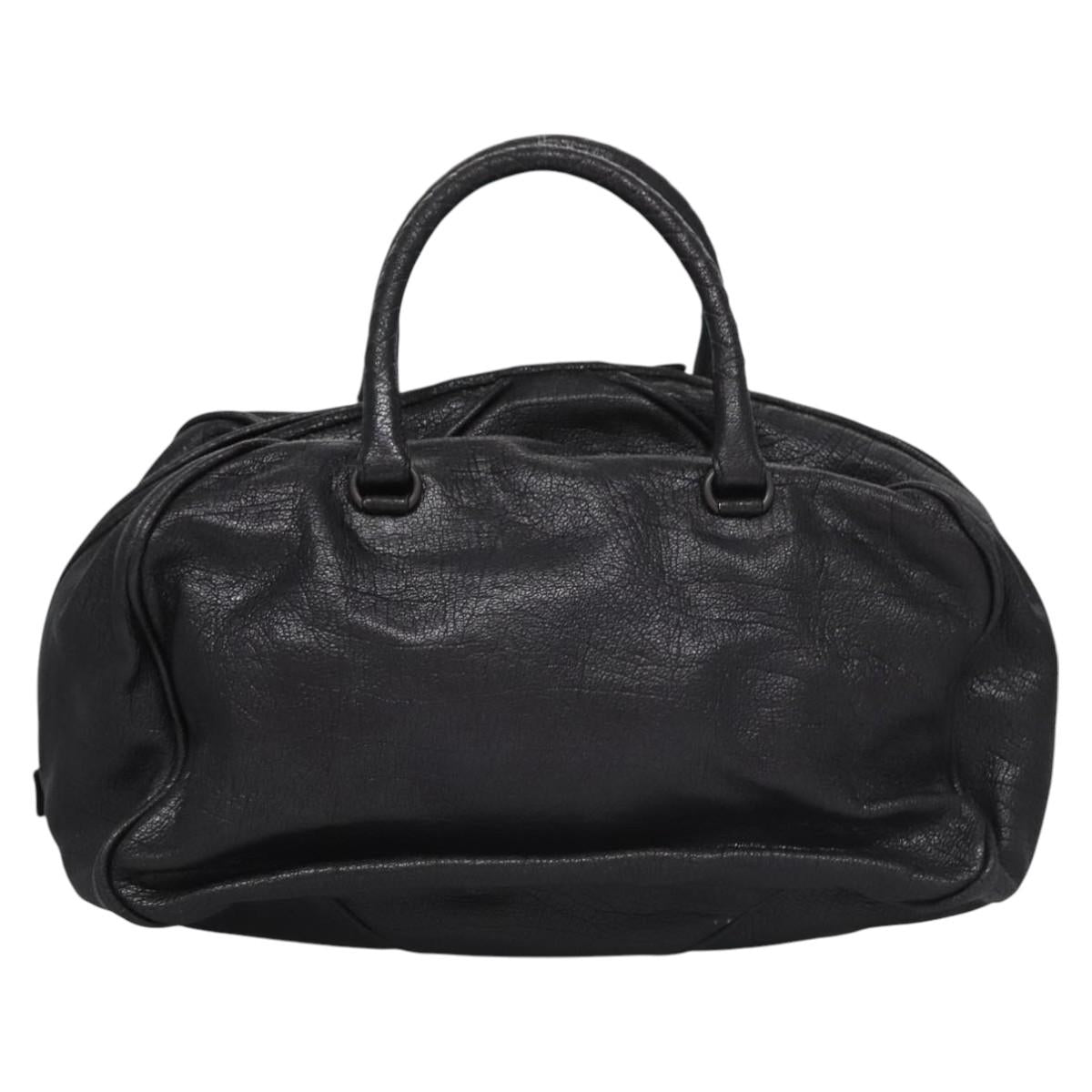 BOTTEGA VENETA Goatskin Hand Bag Leather Black Auth mr1050V