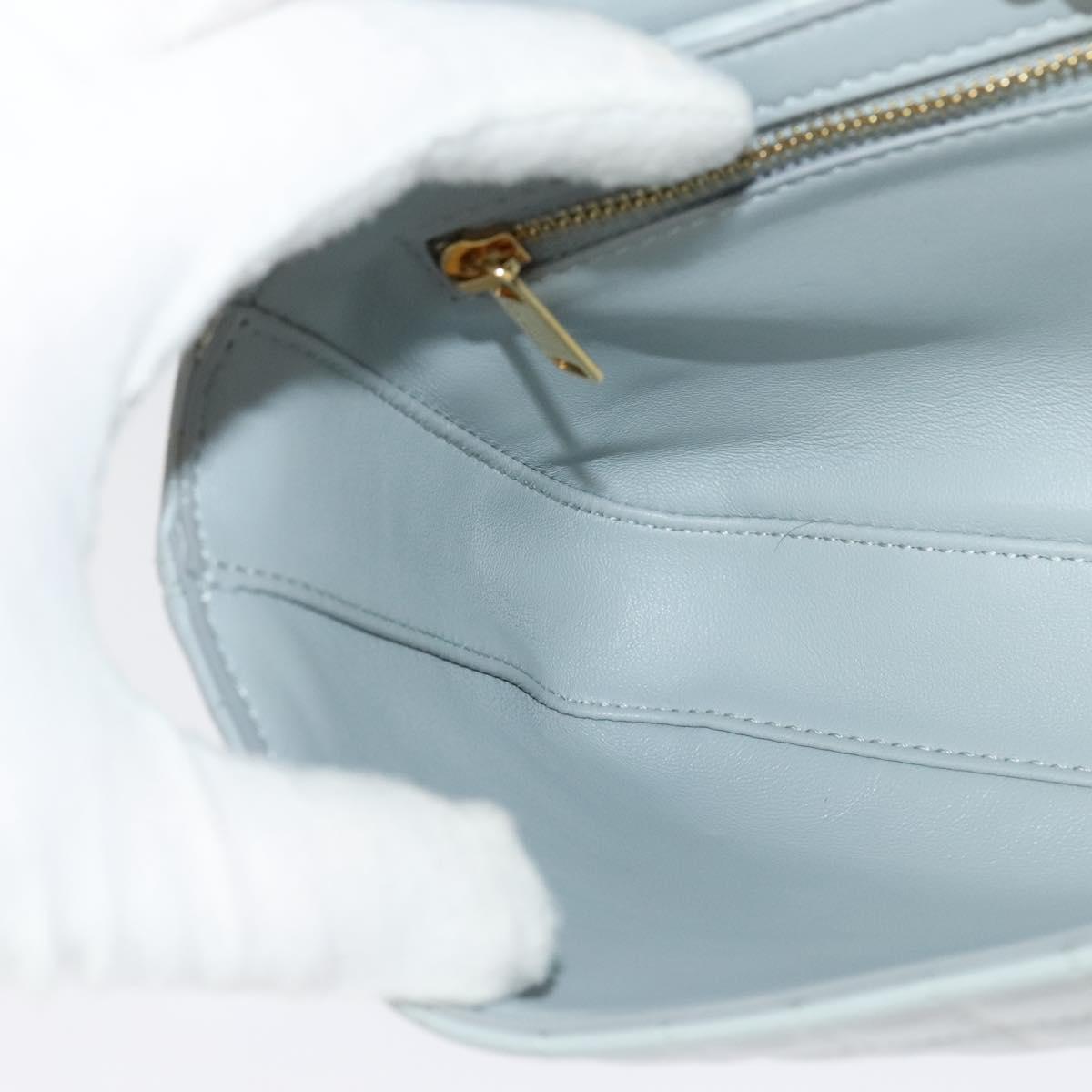 CELINE Quilted Chain Shoulder Bag Lamb Skin Gray Gold Auth mr1084V