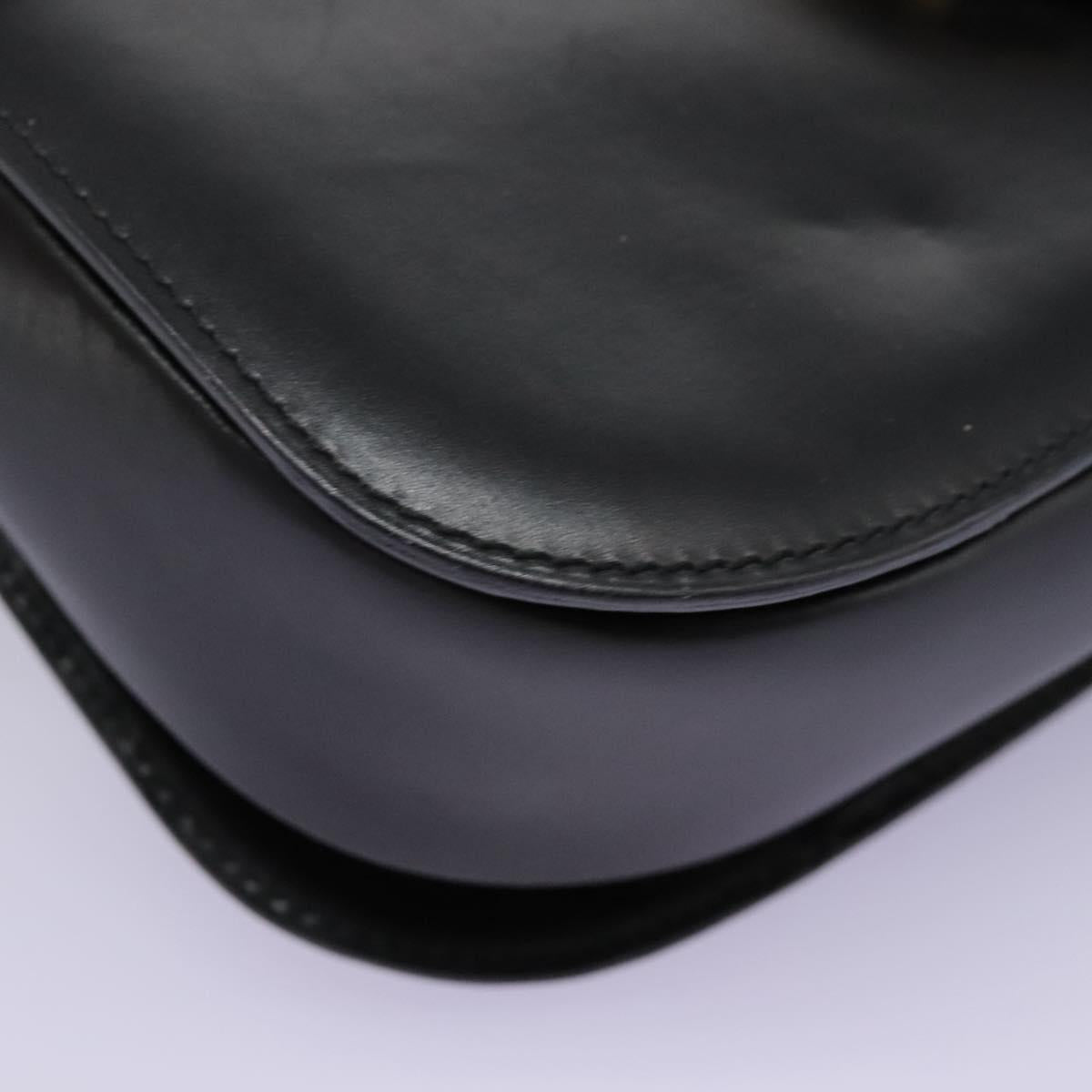 CELINE Hand Bag Leather Black Gold Auth mr1085