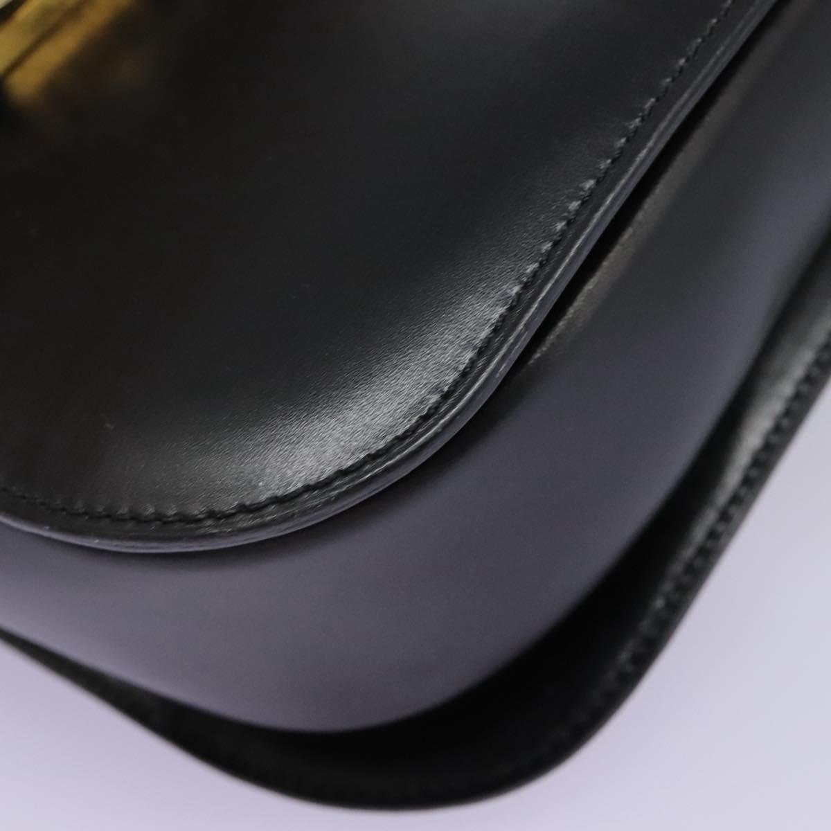 CELINE Hand Bag Leather Black Gold Auth mr1085