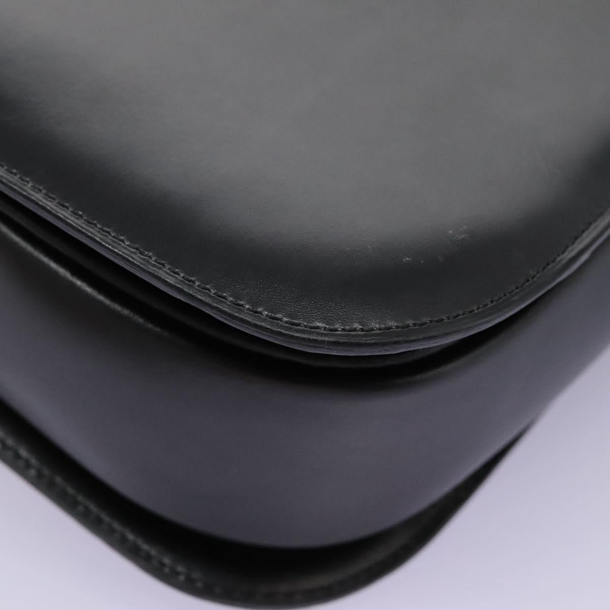 CELINE Hand Bag Leather Black Gold Auth mr1085