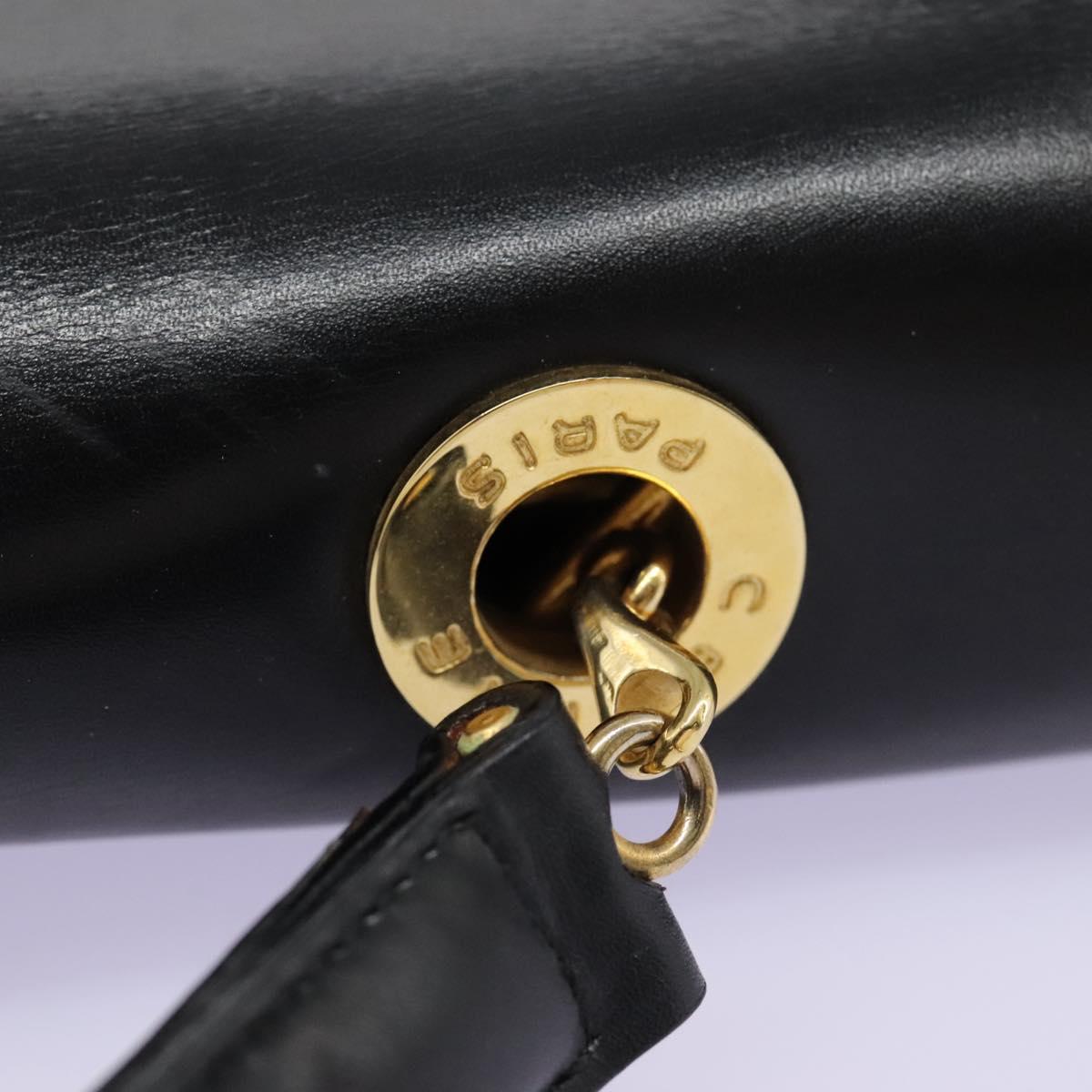 CELINE Hand Bag Leather Black Gold Auth mr1085