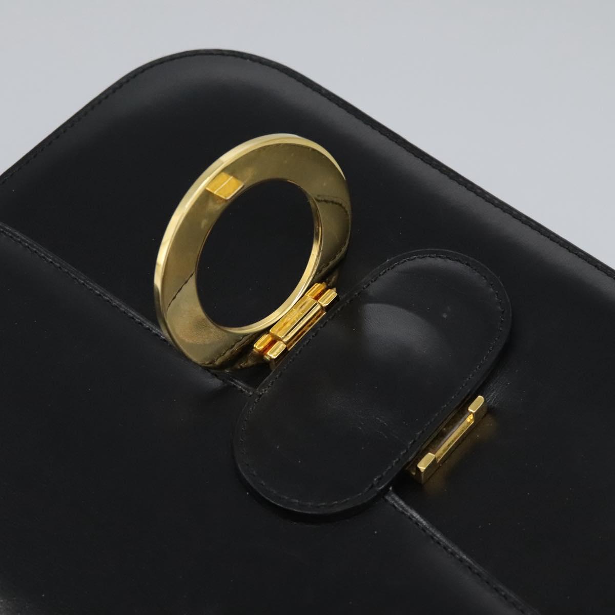 CELINE Hand Bag Leather Black Gold Auth mr1085