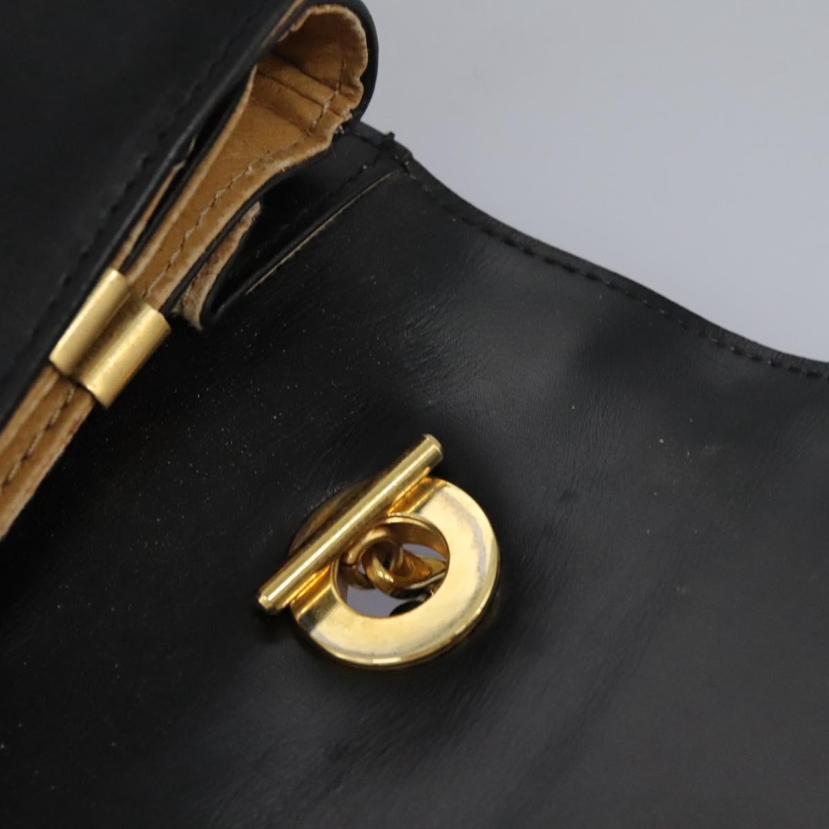 CELINE Hand Bag Leather Black Gold Auth mr1085