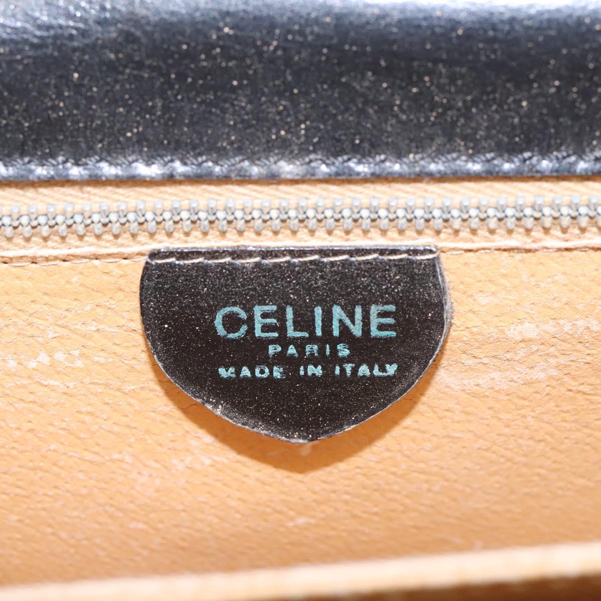 CELINE Hand Bag Leather Black Gold Auth mr1085
