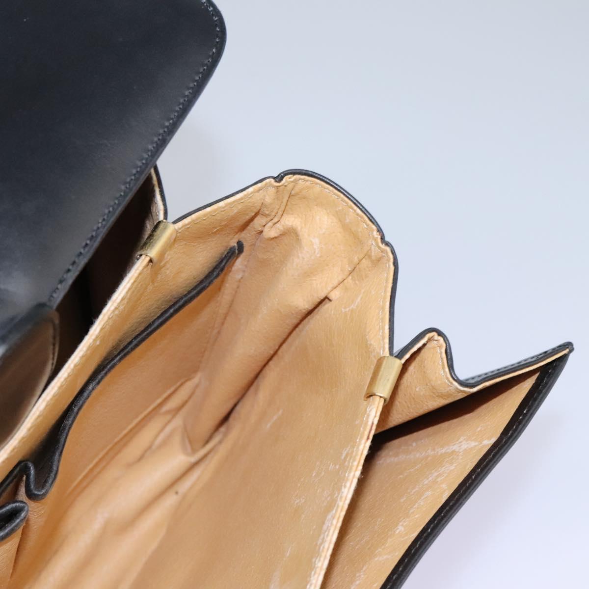 CELINE Hand Bag Leather Black Gold Auth mr1085