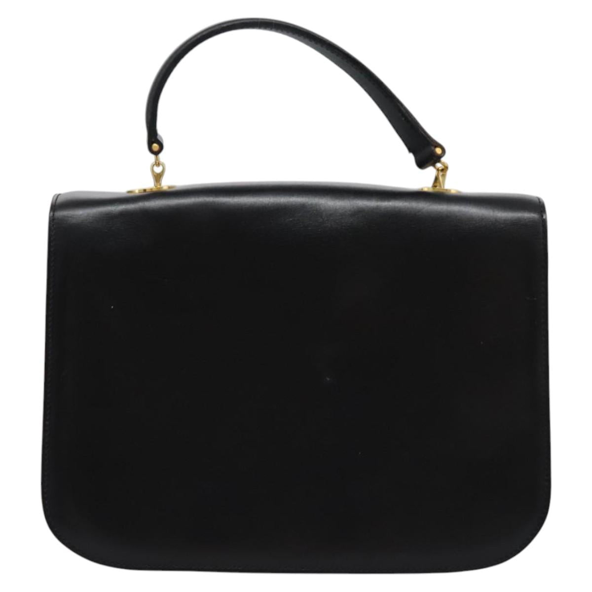 CELINE Hand Bag Leather Black Gold Auth mr1085