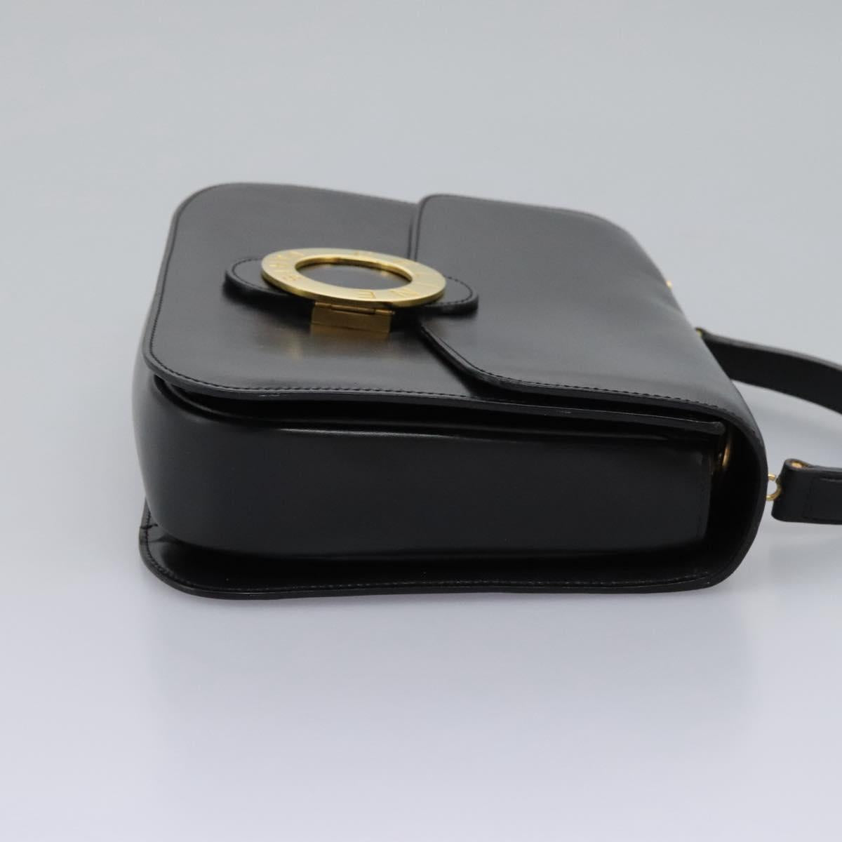 CELINE Hand Bag Leather Black Gold Auth mr1085