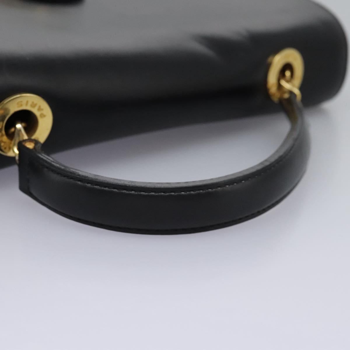 CELINE Hand Bag Leather Black Gold Auth mr1085