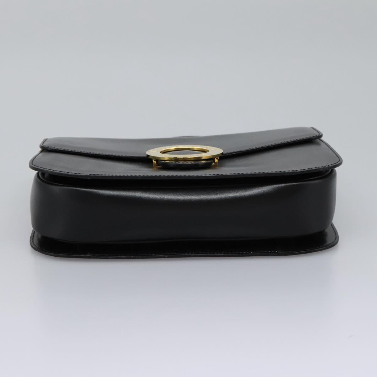 CELINE Hand Bag Leather Black Gold Auth mr1085