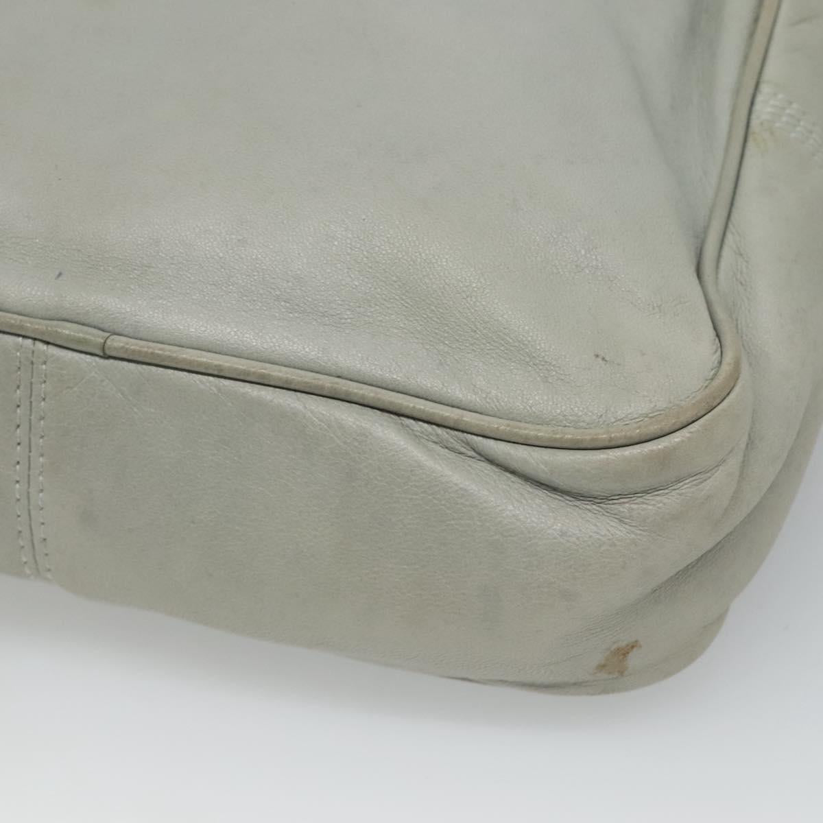 LOEWE Anagram Chain Shoulder Bag Leather Gray Gold Auth mr1092