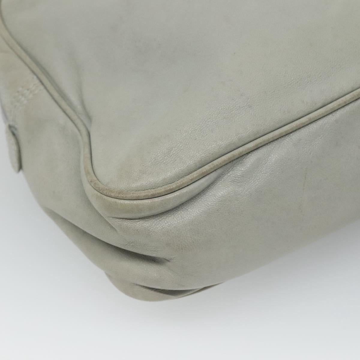 LOEWE Anagram Chain Shoulder Bag Leather Gray Gold Auth mr1092