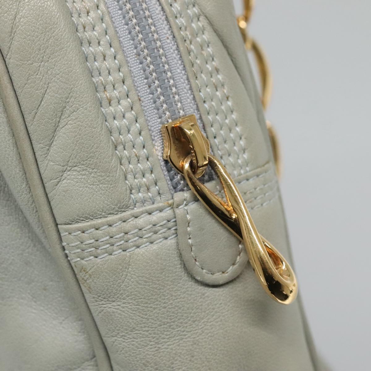 LOEWE Anagram Chain Shoulder Bag Leather Gray Gold Auth mr1092