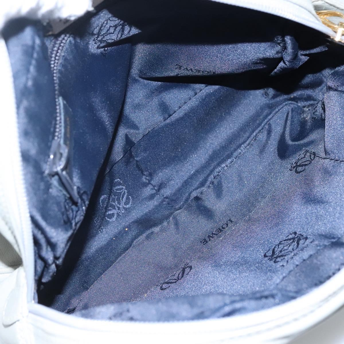 LOEWE Anagram Chain Shoulder Bag Leather Gray Gold Auth mr1092