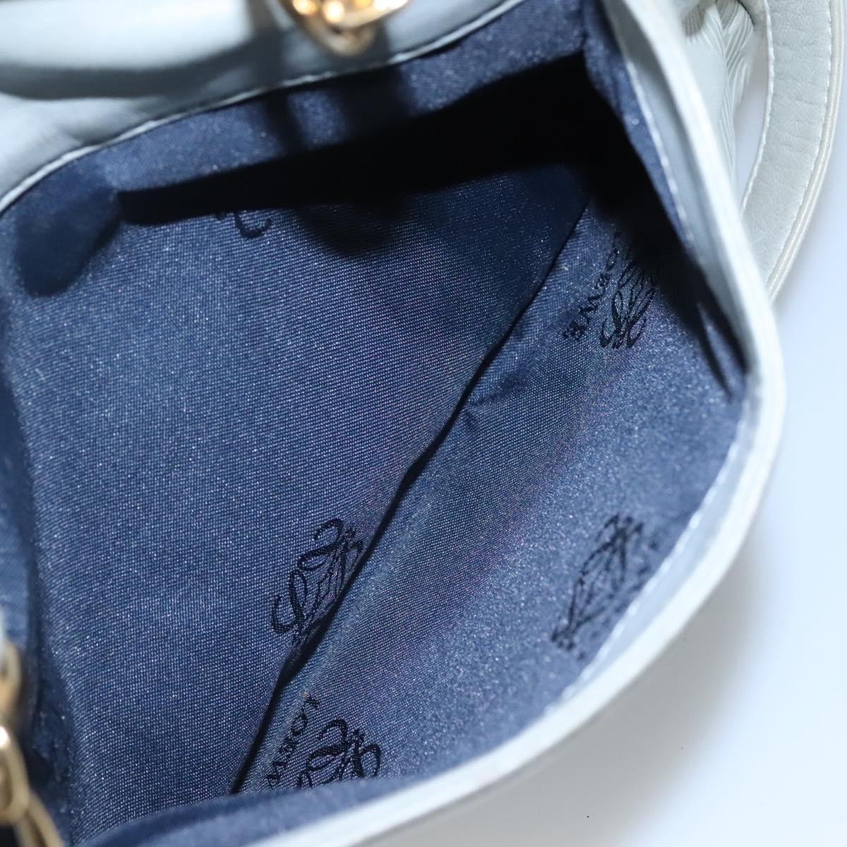 LOEWE Anagram Chain Shoulder Bag Leather Gray Gold Auth mr1092